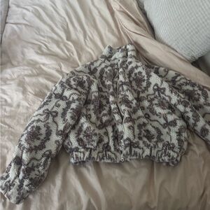 Urban Outfitters Kimchi Blue Textured Cream and Brown Jacket